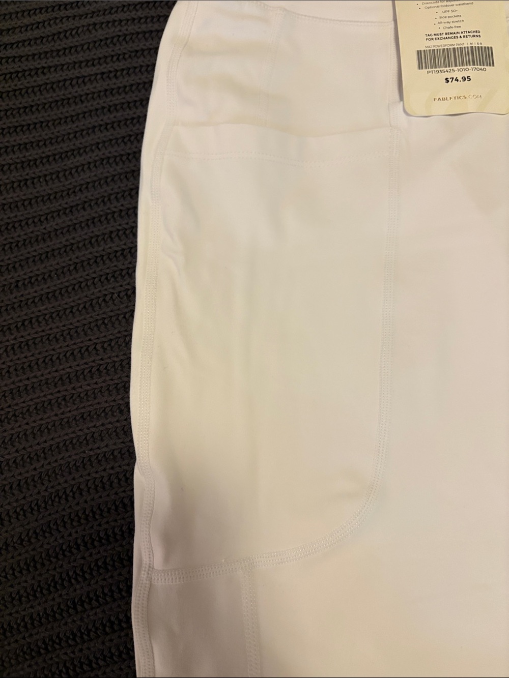 Fabletics White High-Waist Leggings/jogger with waistband Tie - Picture 4 of 9
